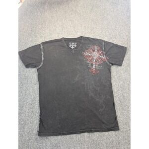 Xtreme Couture Shirt Mens 2XL Black V-Neck Truth & Honor Cross Affliction